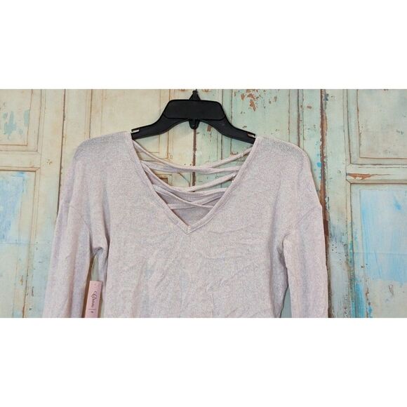 Crave Fame Womens Sz XS Dust Pink Long Sleeve Knotted Front Pullover Blouse Top - Picture 7 of 10